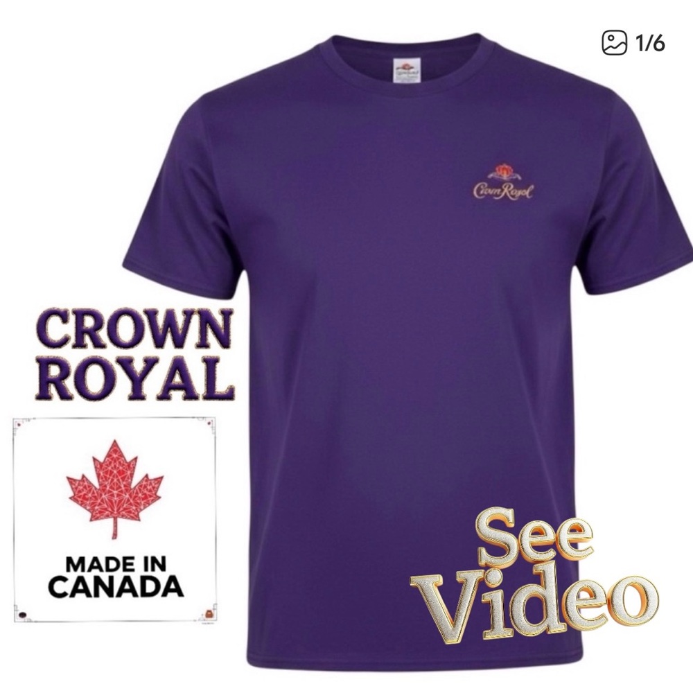 👛 (ANY 2/$25) CROWN ROYAL Cotton Purple Short Sleeve Tee